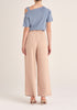 Paisie Contrasting Wide Leg Trousers in Beige Back